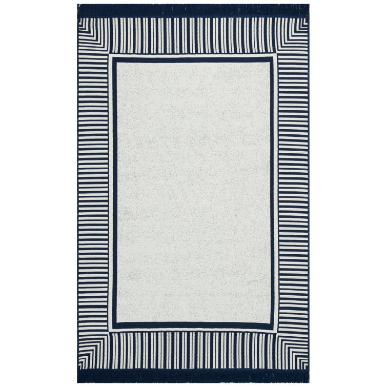 17 Stories Forston Woven Cotton Blue/Cream Rug Wayfair.co.uk